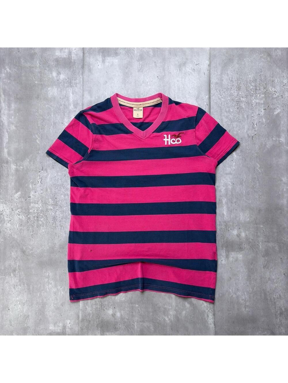 Y2K Pink Hollister Surf Grunge Striped Skater T-Shirt
